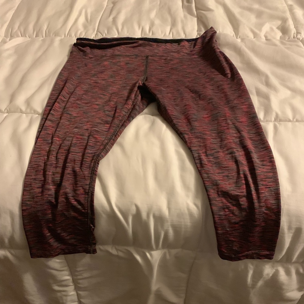 Pink black gray Capri workout leggings